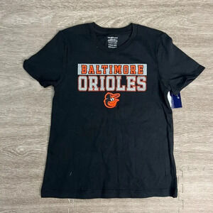 NWT Baltimore Orioles‎ Girls Small Glitter Black Graphic Short Sleeve T-Shirt